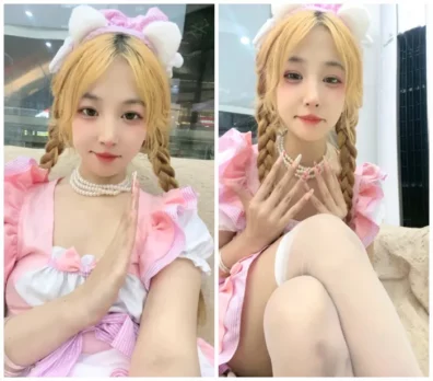 女仆風の金髪巨乳美女！屋外で大胆なプレイ！庭でパンツ脱ぎ尿漏れ、胸を覗かせ、トイレで全裸！極度の淫らさ