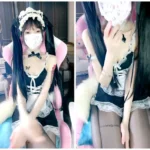 女仆服に穿つ黒いタイツが魅力的な双马尾少女たちによるライブ配信