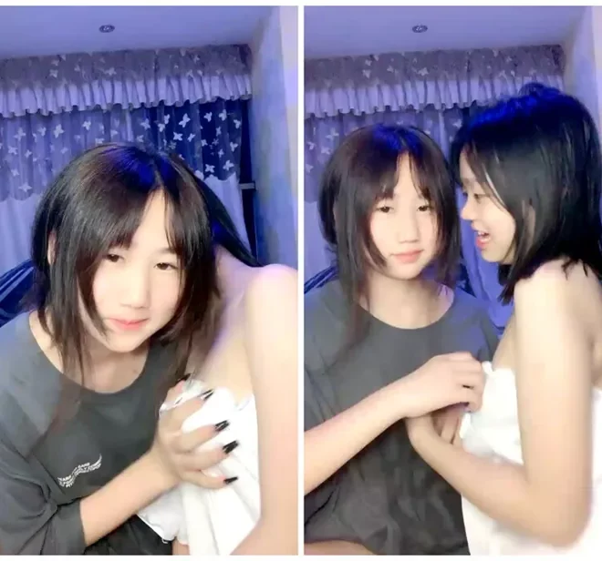 二人とも0歳の新人美女！可愛いキスと胸を揉むシーン、未使用の秘処特写が繊細に描写されるウェブカメラ配信動画【お若い/ブラックパンツ】