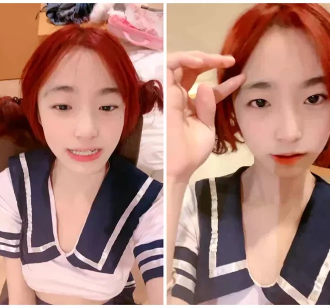 学妹制服の可愛い女の子！一頭の赤髪が際立つ、お茶目でセクシーな姿を堪能[877.74M/MP4/WF]