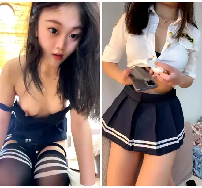 美脚セクシーな子！小警察のレトロ制服が可愛い！お姉さんたちの性感ボディをじっくりチェック