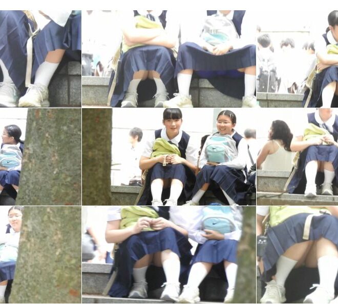 公園でおしゃべり♬ｃレベルの子が丸見えトライアングル☆★他ﾃﾆｽc女子4本