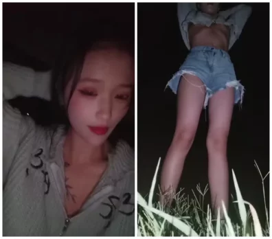 かわいい美女のライブ配信者。河原でカッコイイお兄さんとの熱い交流！