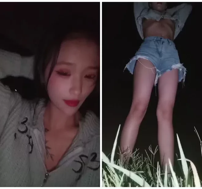 かわいい美女のライブ配信者。河原でカッコイイお兄さんとの熱い交流！