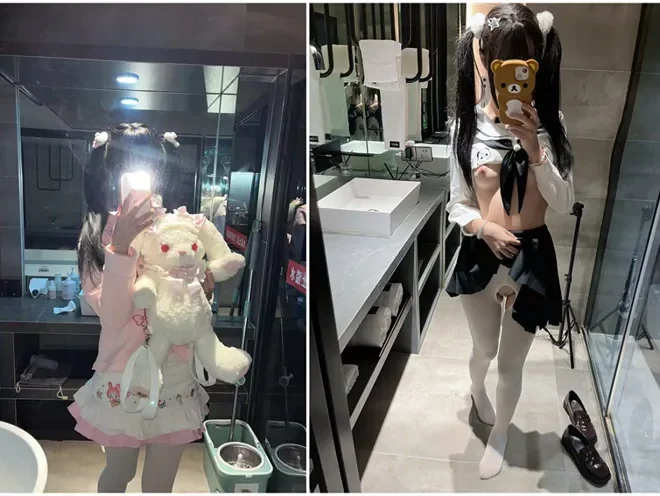 微重口反差萌【おしーでいの彼女／Webカメラ】初めて多くの人の前でトイレに行く、すごく恥ずかしい！ でもパパに抱っこしてもらえば安心だよね。